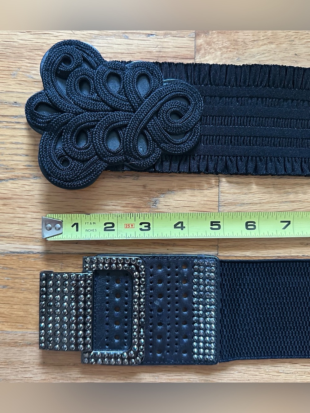 Set of 2 Women’s Black Wide Stretchy Belts Size Medium